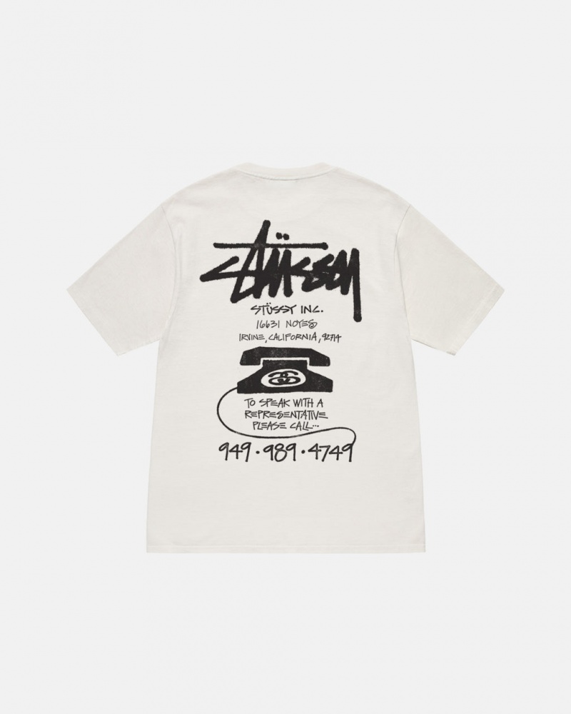 Men Stussy Old Phone Tee Pigment Dyed T Shirt Beige Australia | ILR-7017