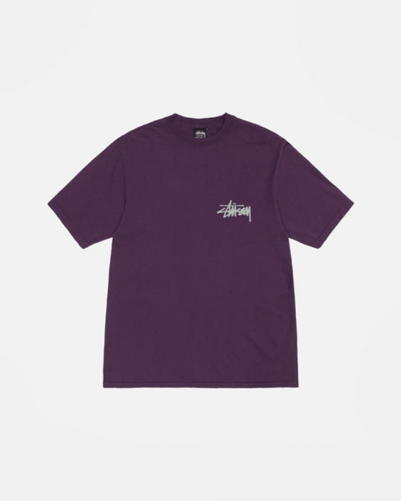 Men Stussy Old Phone Tee Pigment Dyed T Shirt Purple Australia | EHR-2177