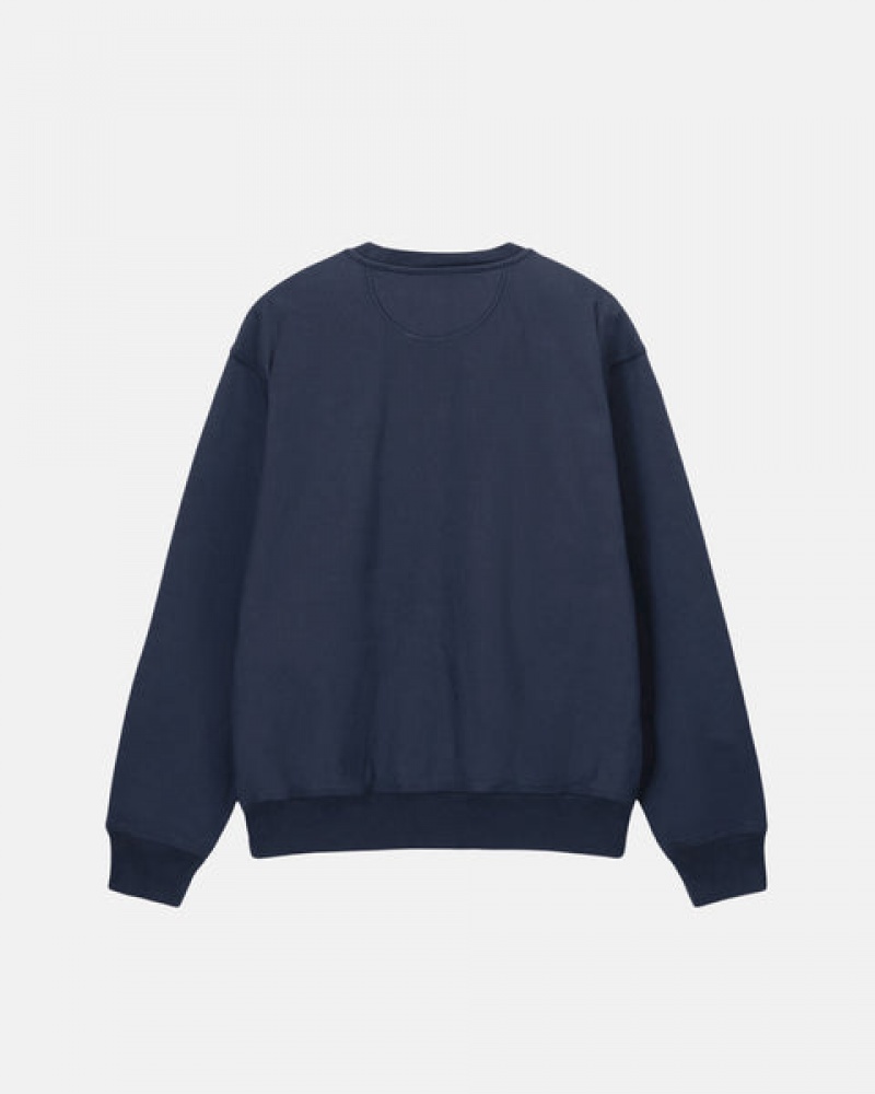 Men Stussy Overdyed Stock Logo Crew Sweatshirts Navy Australia | GQP-1234