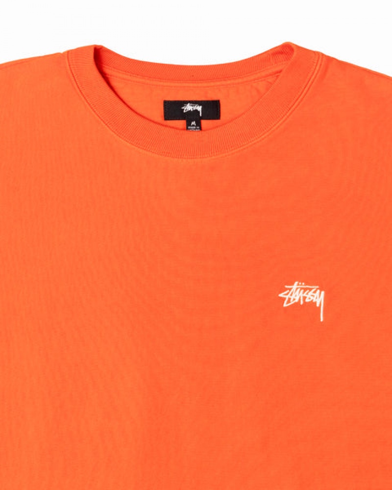 Men Stussy Overdyed Stock Logo Crew Sweatshirts Orange Australia | ICG-3521