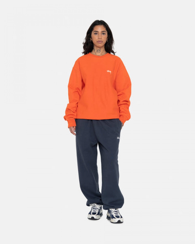 Men Stussy Overdyed Stock Logo Crew Sweatshirts Orange Australia | ICG-3521