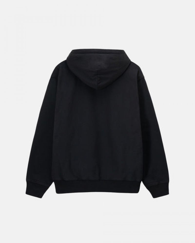 Men Stussy Overdyed Stock Logo Hoodie Black Australia | ULK-8057