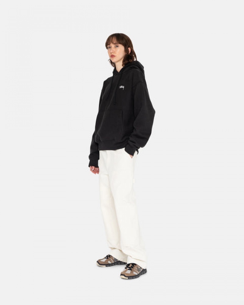 Men Stussy Overdyed Stock Logo Hoodie Black Australia | ULK-8057