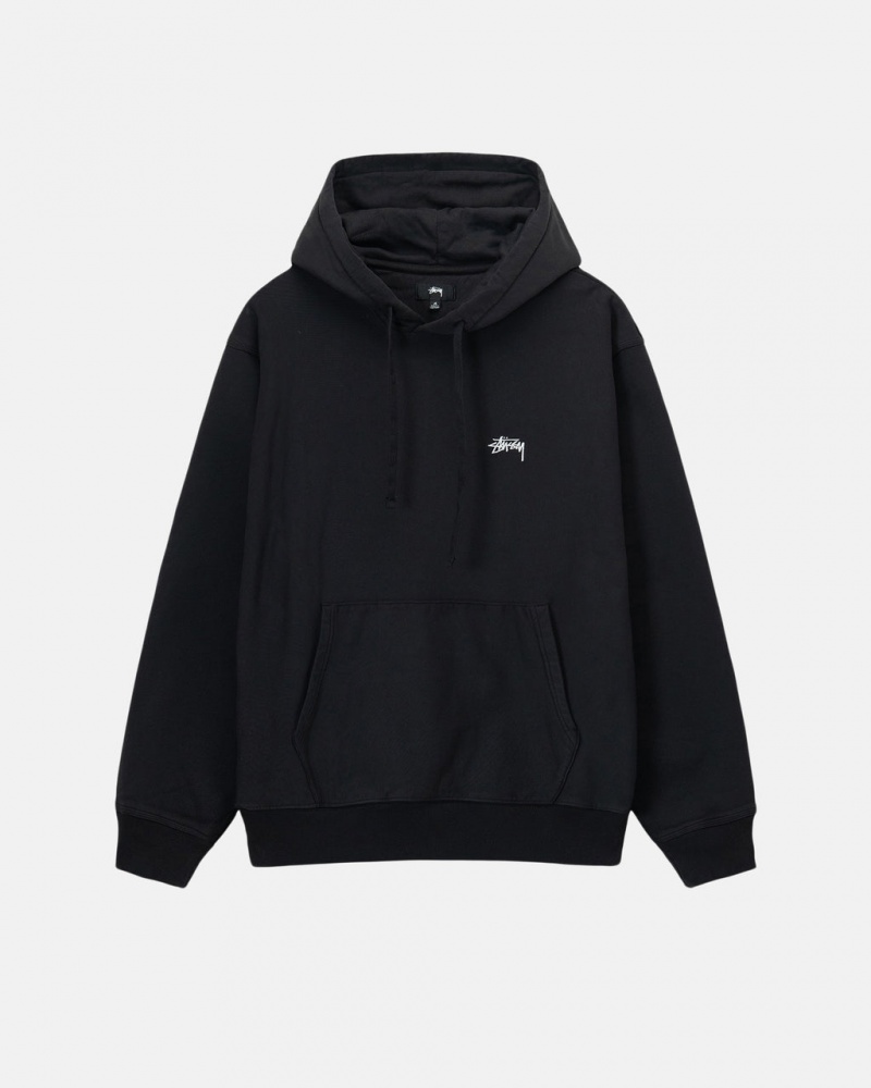 Men Stussy Overdyed Stock Logo Hoodie Black Australia | ULK-8057