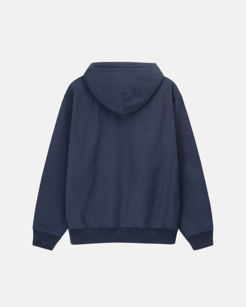 Men Stussy Overdyed Stock Logo Hoodie Navy Australia | YRB-2374