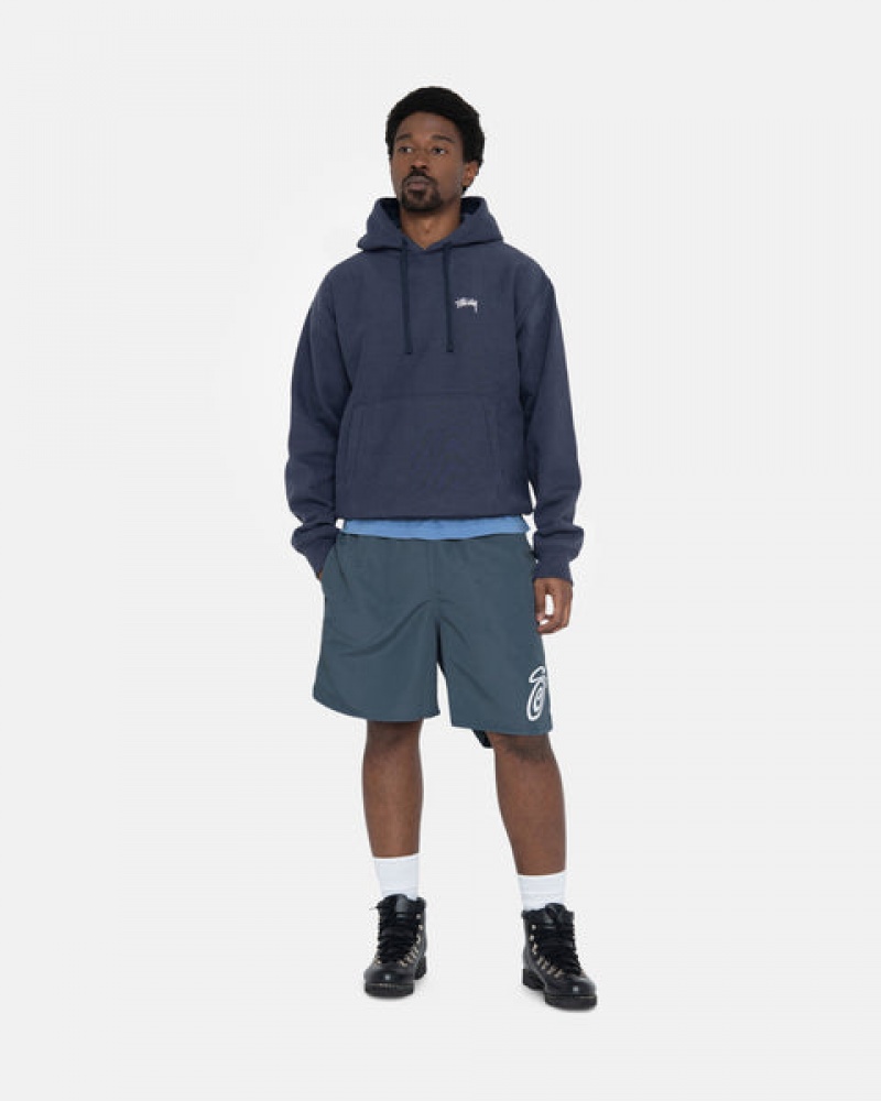 Men Stussy Overdyed Stock Logo Hoodie Navy Australia | YRB-2374