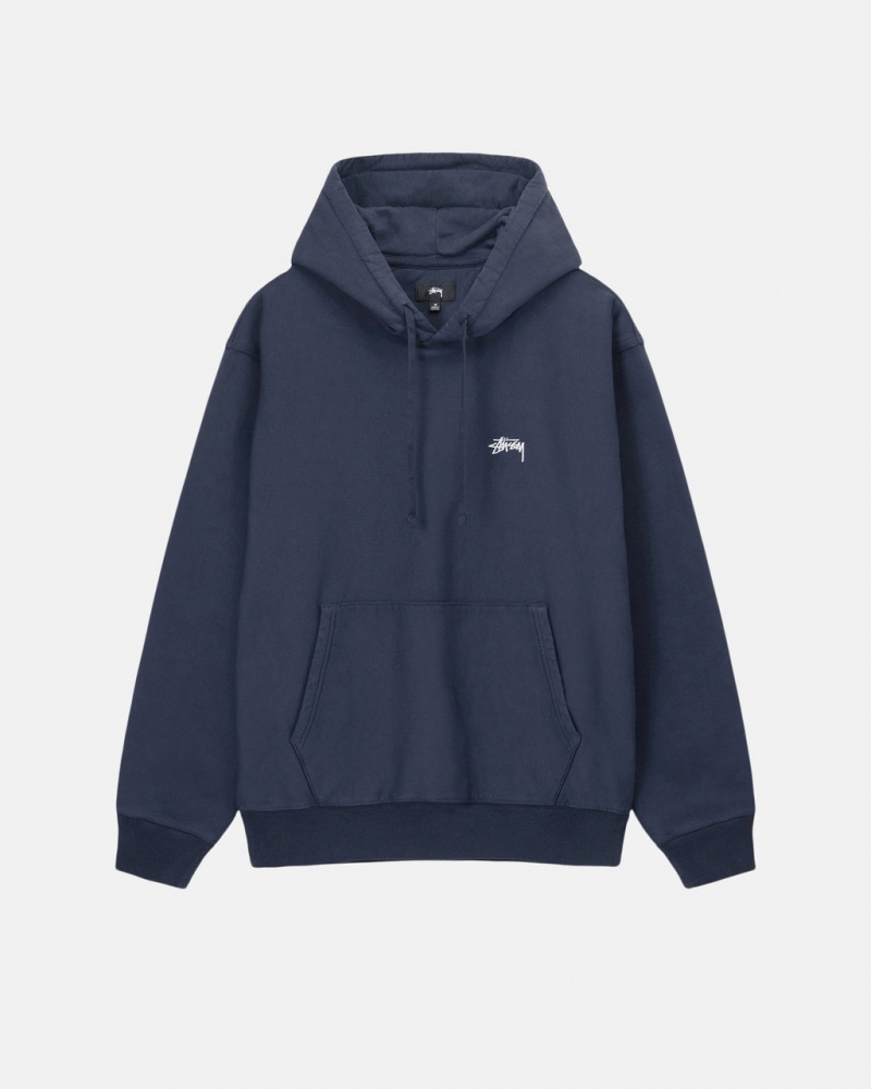 Men Stussy Overdyed Stock Logo Hoodie Navy Australia | YRB-2374