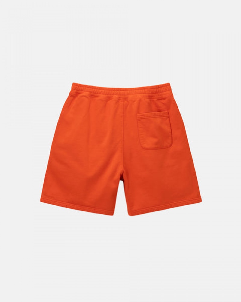 Men Stussy Overdyed Stock Logo Short Sweatshirts Orange Australia | AZE-7993