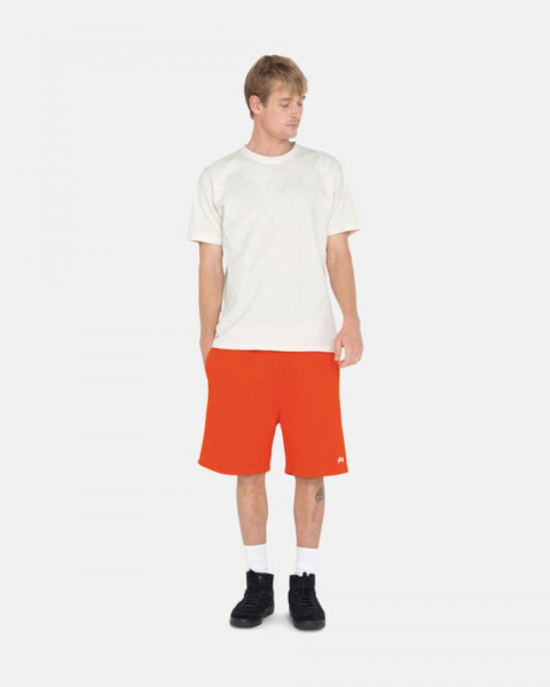 Men Stussy Overdyed Stock Logo Short Sweatshirts Orange Australia | AZE-7993