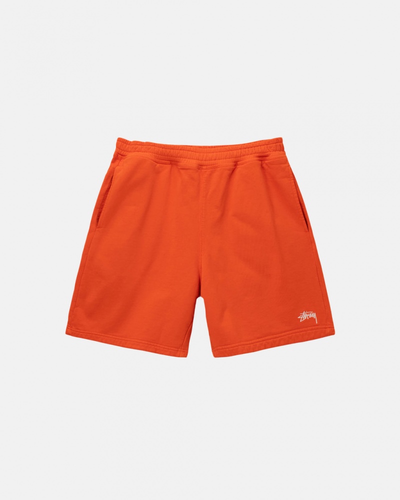 Men Stussy Overdyed Stock Logo Short Sweatshirts Orange Australia | AZE-7993