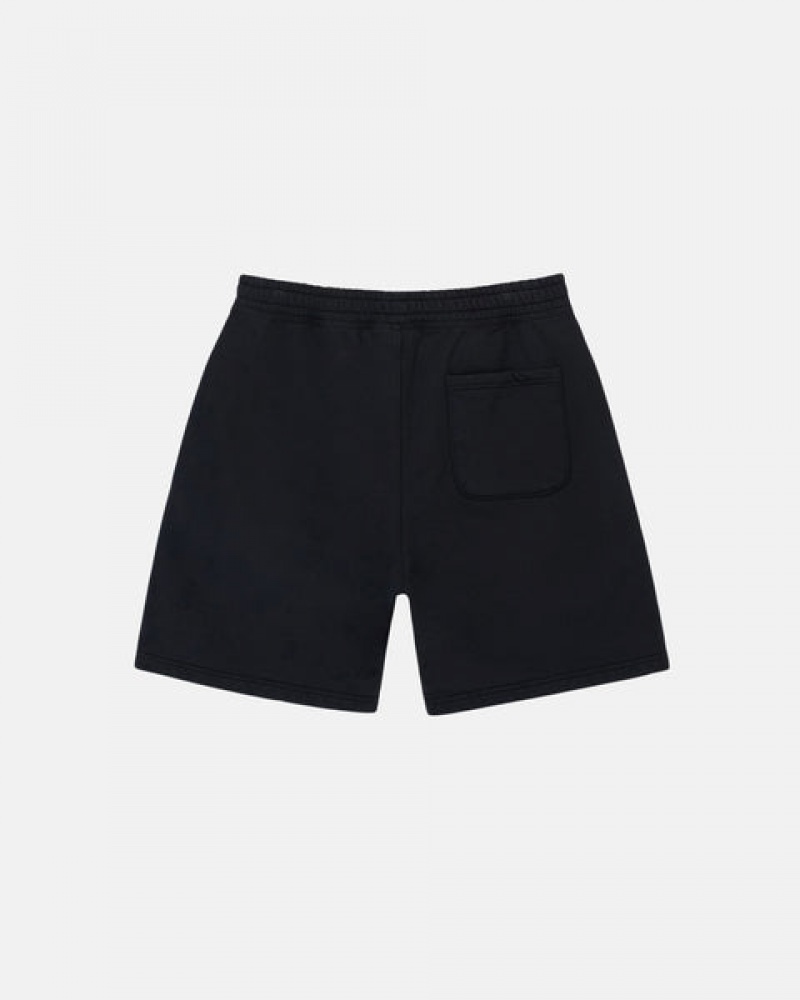 Men Stussy Overdyed Stock Logo Sweat Shorts Black Australia | EEP-5887