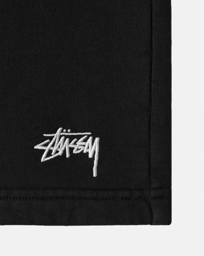 Men Stussy Overdyed Stock Logo Sweat Shorts Black Australia | EEP-5887