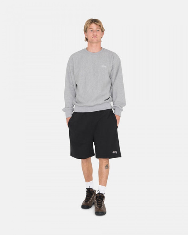 Men Stussy Overdyed Stock Logo Sweat Shorts Black Australia | EEP-5887