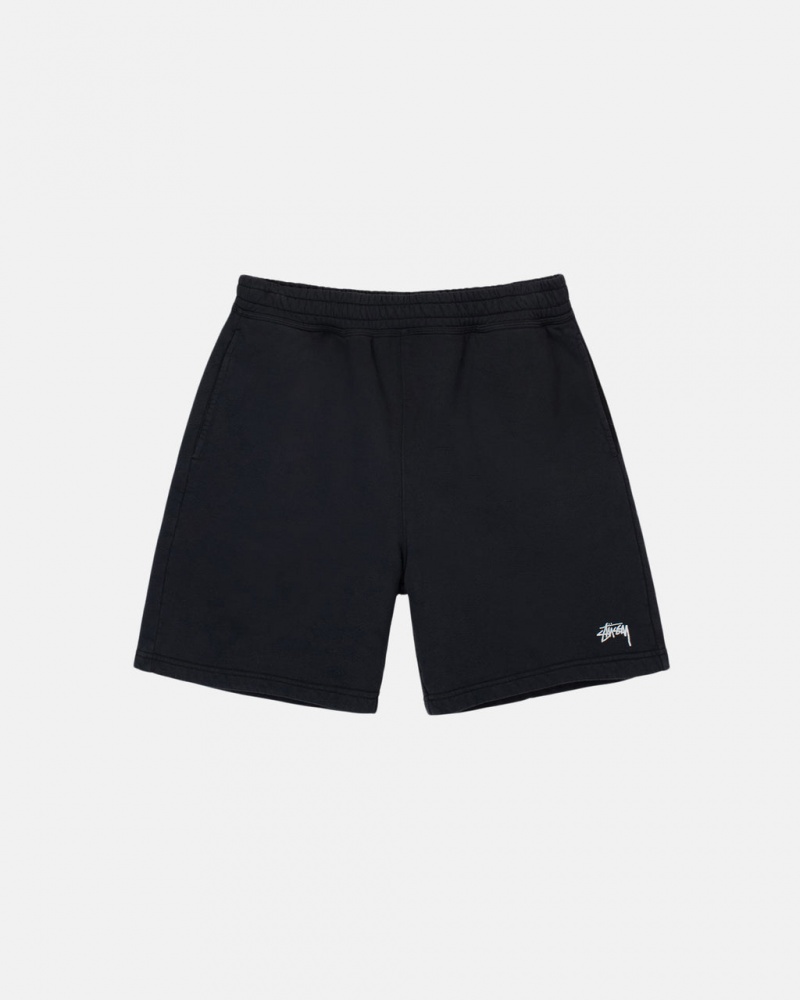 Men Stussy Overdyed Stock Logo Sweat Shorts Black Australia | EEP-5887