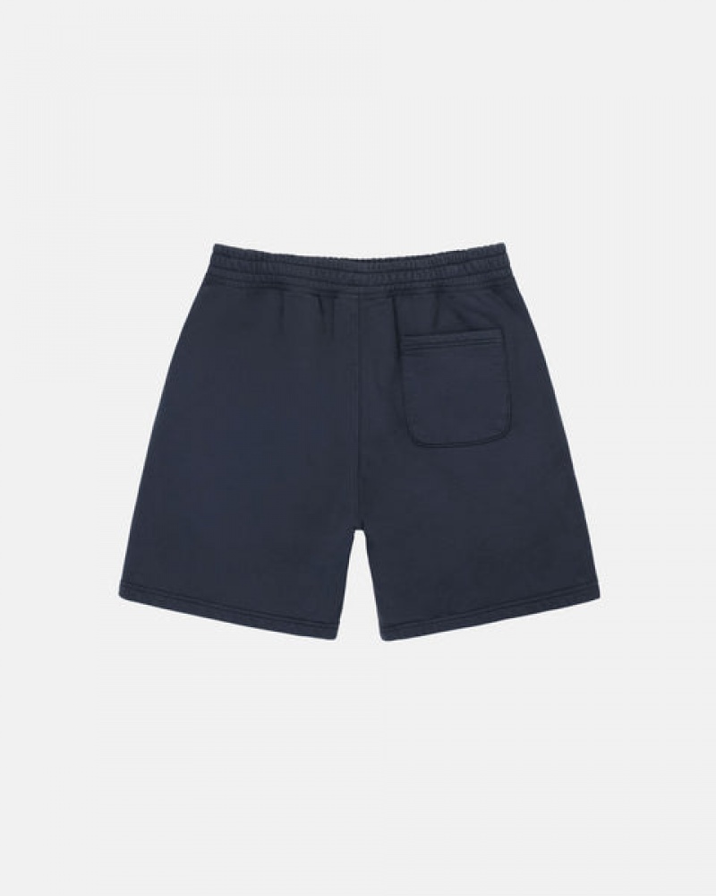 Men Stussy Overdyed Stock Logo Sweat Shorts Navy Australia | IBL-6180