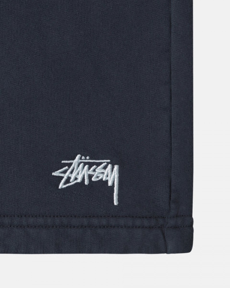 Men Stussy Overdyed Stock Logo Sweat Shorts Navy Australia | IBL-6180