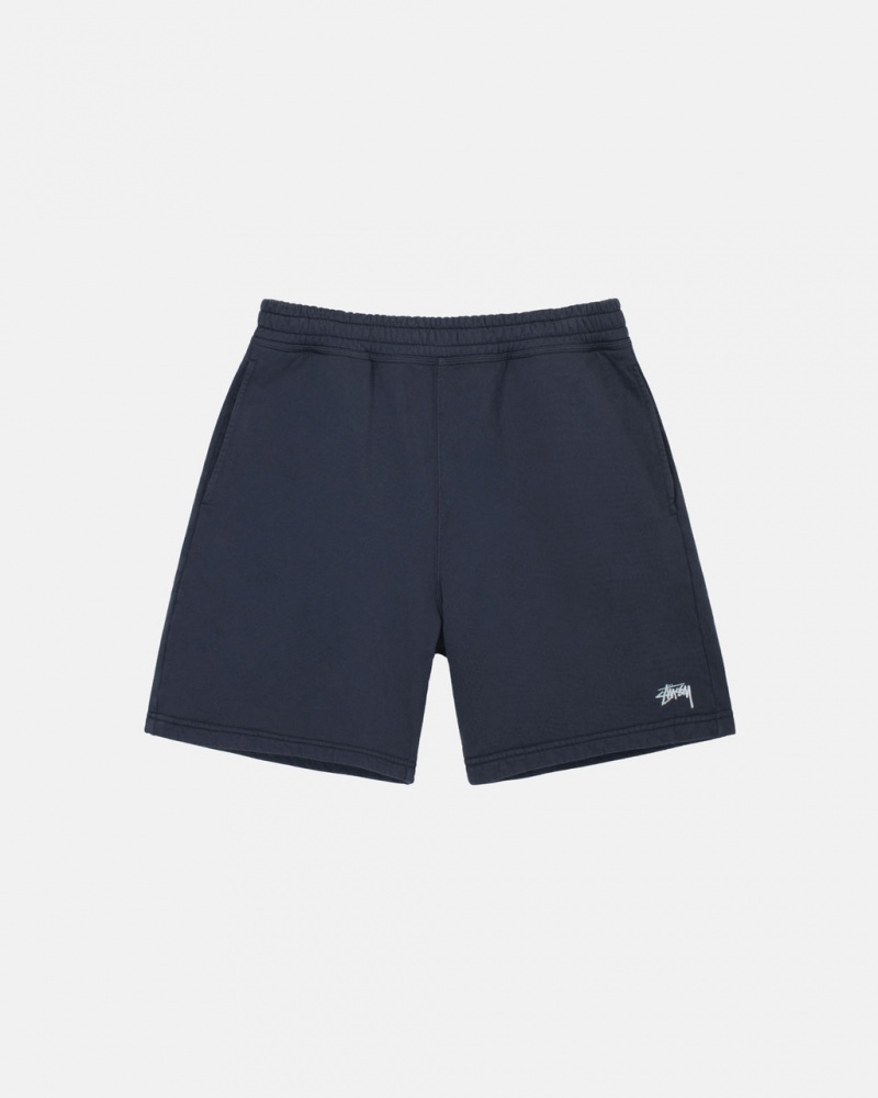 Men Stussy Overdyed Stock Logo Sweat Shorts Navy Australia | IBL-6180