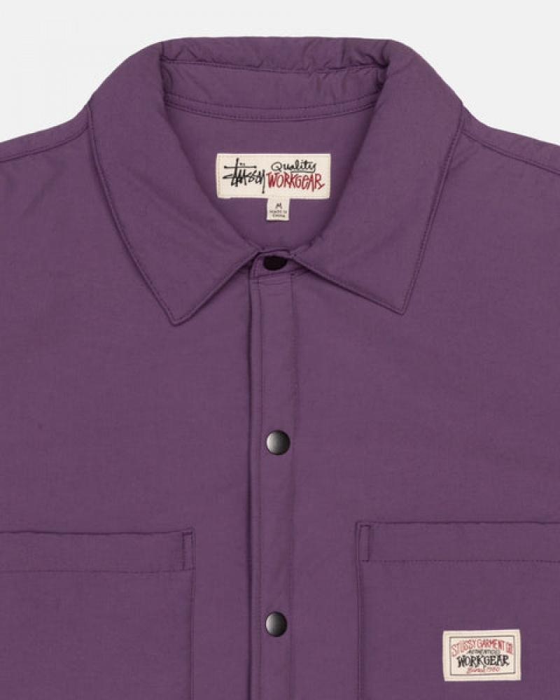 Men Stussy Padded Tech Over Shirt Jackets Purple Australia | ZNB-2556