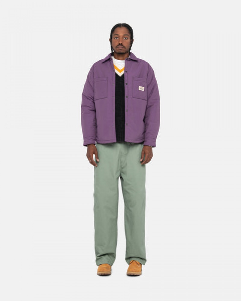 Men Stussy Padded Tech Over Shirt Jackets Purple Australia | ZNB-2556