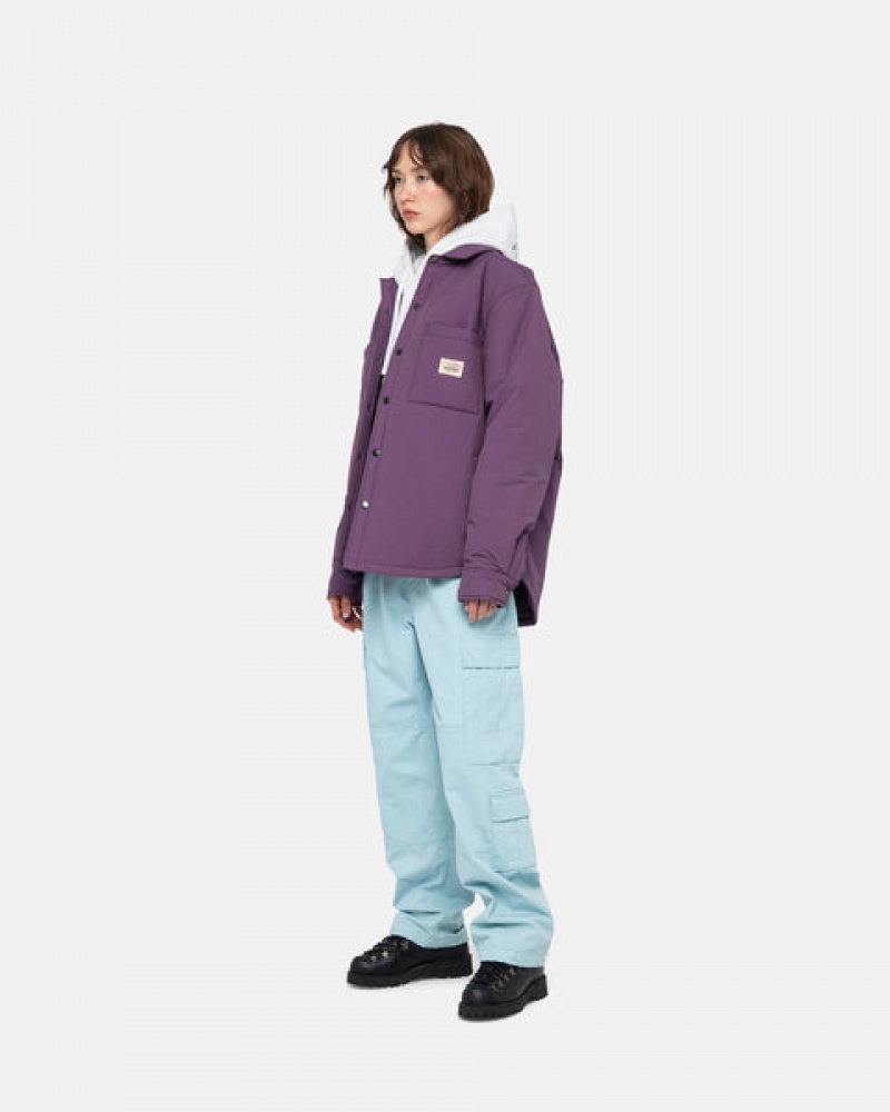 Men Stussy Padded Tech Over Shirt Jackets Purple Australia | ZNB-2556