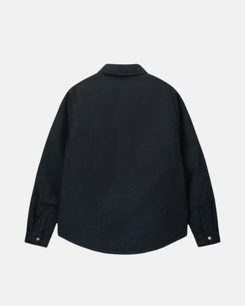 Men Stussy Padded Tech Over Shirt Jackets Black Australia | IED-5287