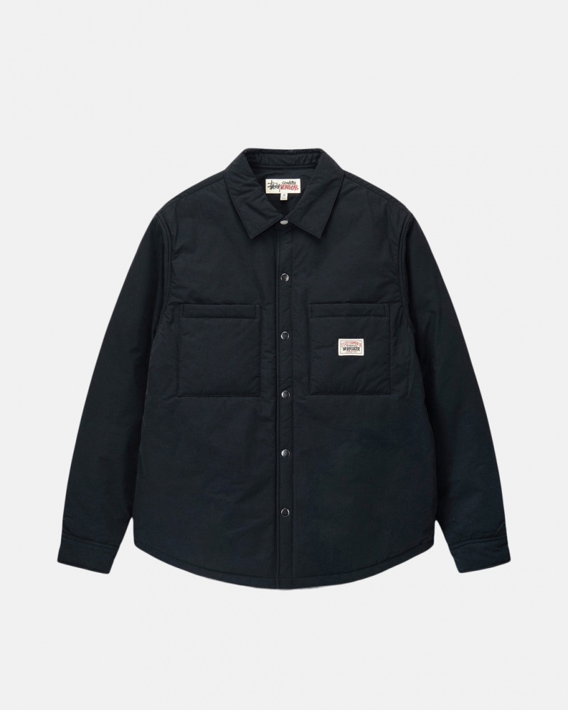 Men Stussy Padded Tech Over Shirt Jackets Black Australia | IED-5287