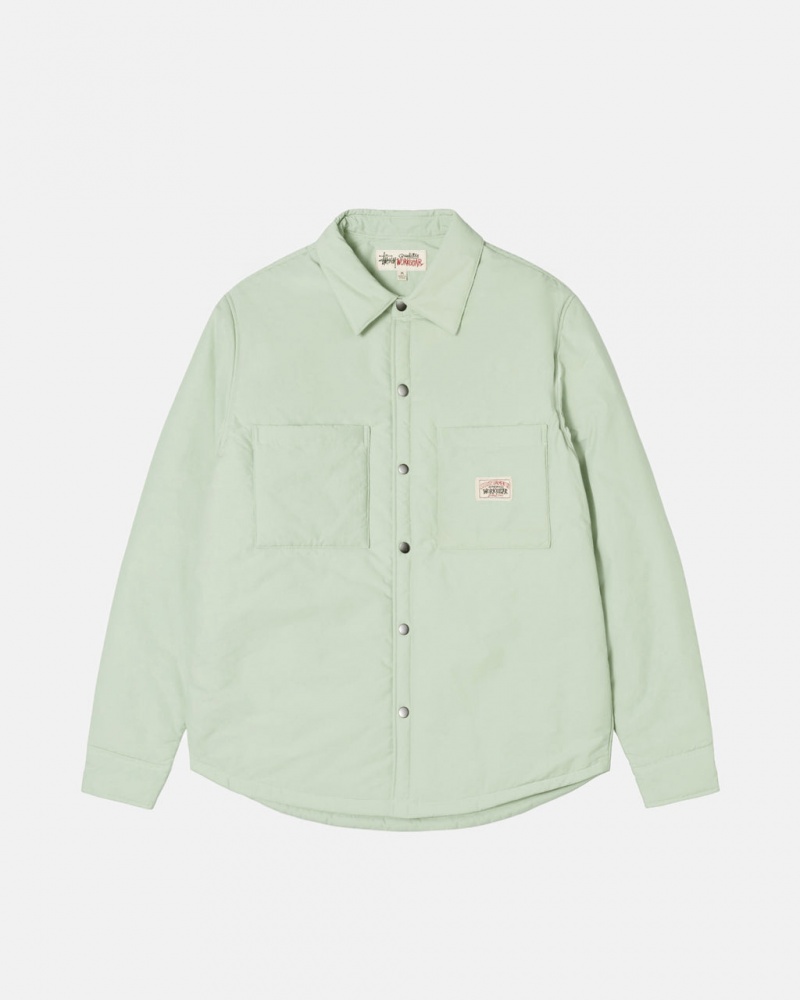 Men Stussy Padded Tech Over Shirts Green Australia | BPS-0101