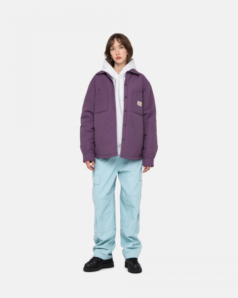 Men Stussy Padded Tech Over Shirts Purple Australia | VKX-3733