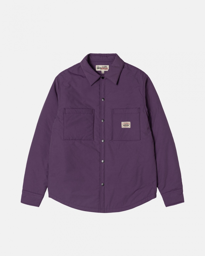 Men Stussy Padded Tech Over Shirts Purple Australia | VKX-3733