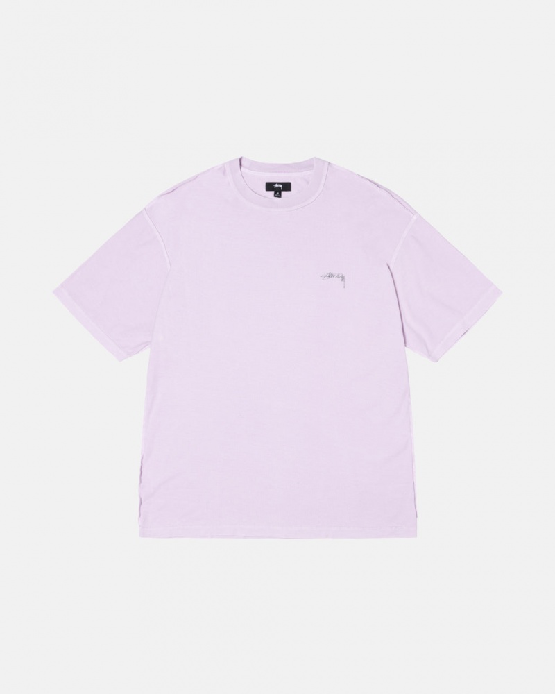 Men Stussy Pig. Dyed Inside Out Crew T Shirt Purple Australia | WTU-0201