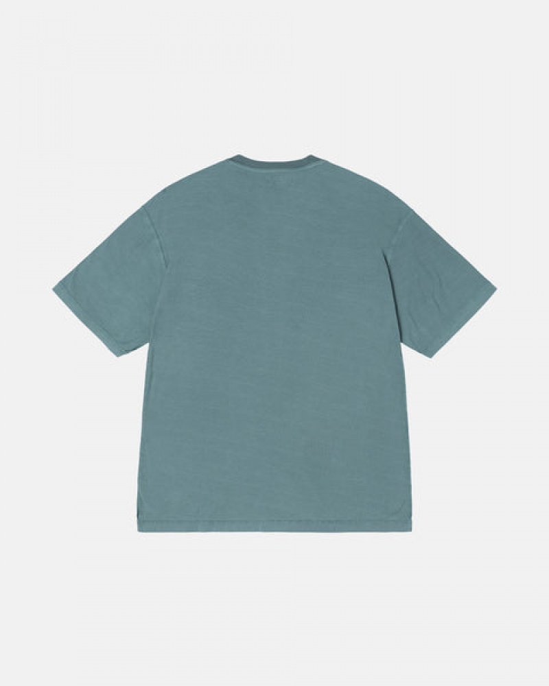 Men Stussy Pig. Dyed Inside Out Crew T Shirt Turquoise Australia | XJX-3318