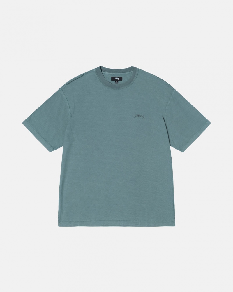 Men Stussy Pig. Dyed Inside Out Crew T Shirt Turquoise Australia | XJX-3318