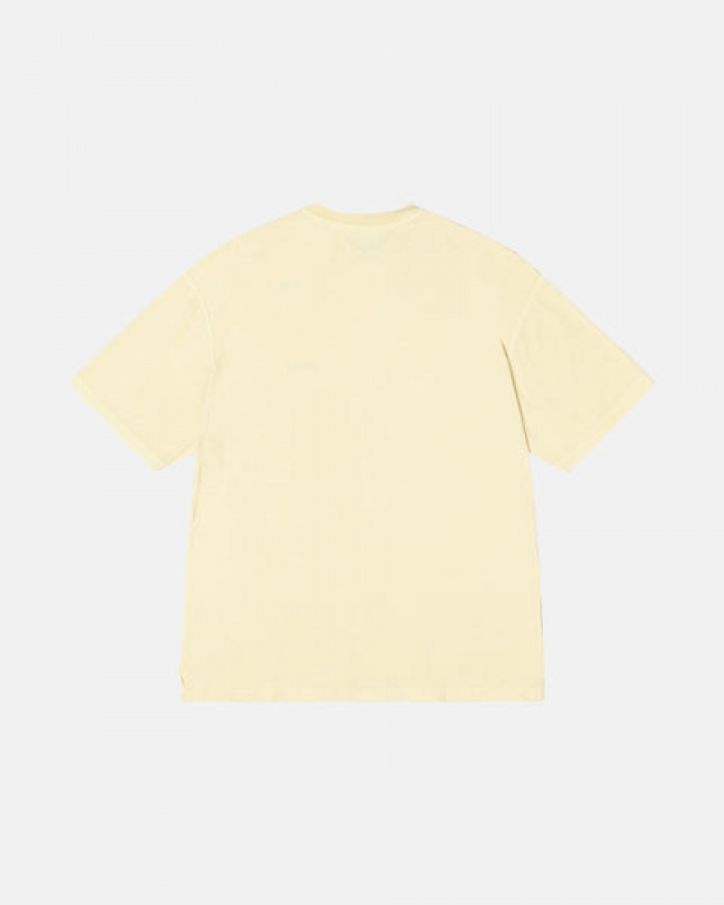 Men Stussy Pig. Dyed Inside Out Crew T Shirt Yellow Australia | RXV-2821