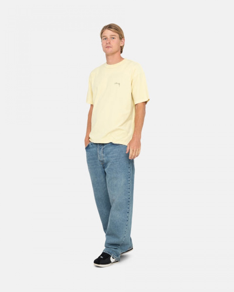 Men Stussy Pig. Dyed Inside Out Crew Tops Yellow Australia | UCS-0827