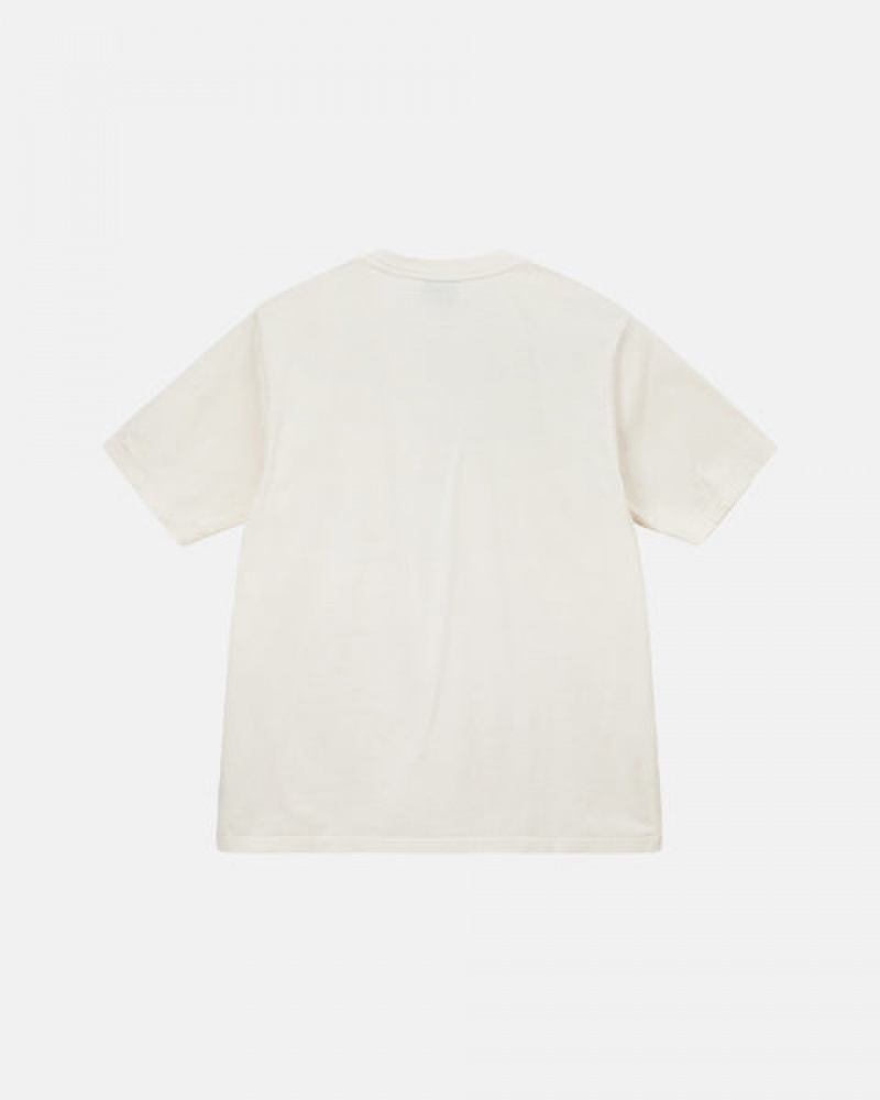 Men Stussy Pigment Dyed Crew T Shirt Beige Australia | LKM-3286