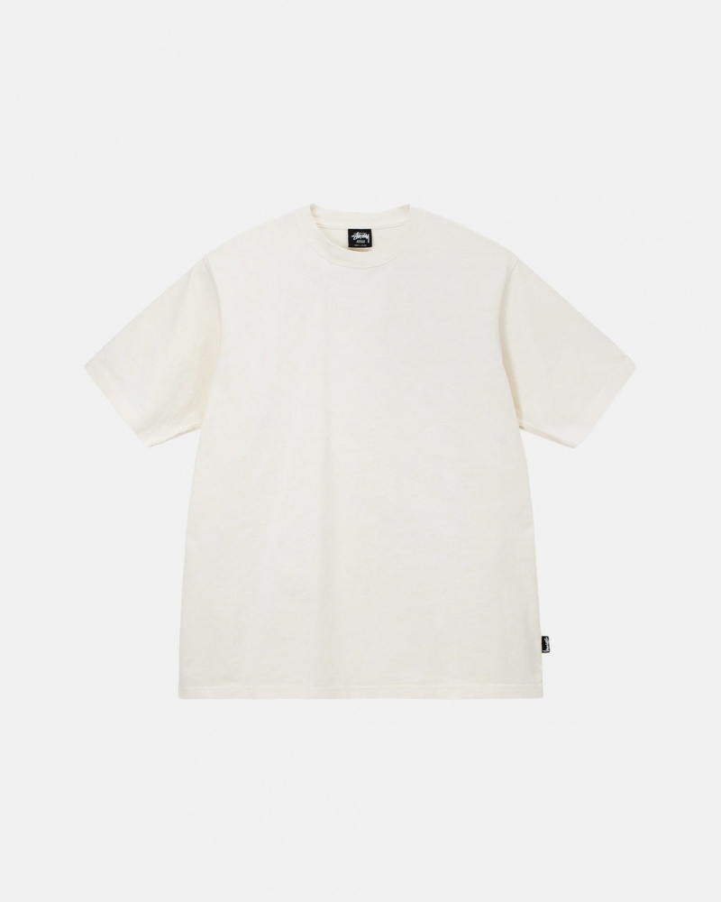 Men Stussy Pigment Dyed Crew T Shirt Beige Australia | LKM-3286