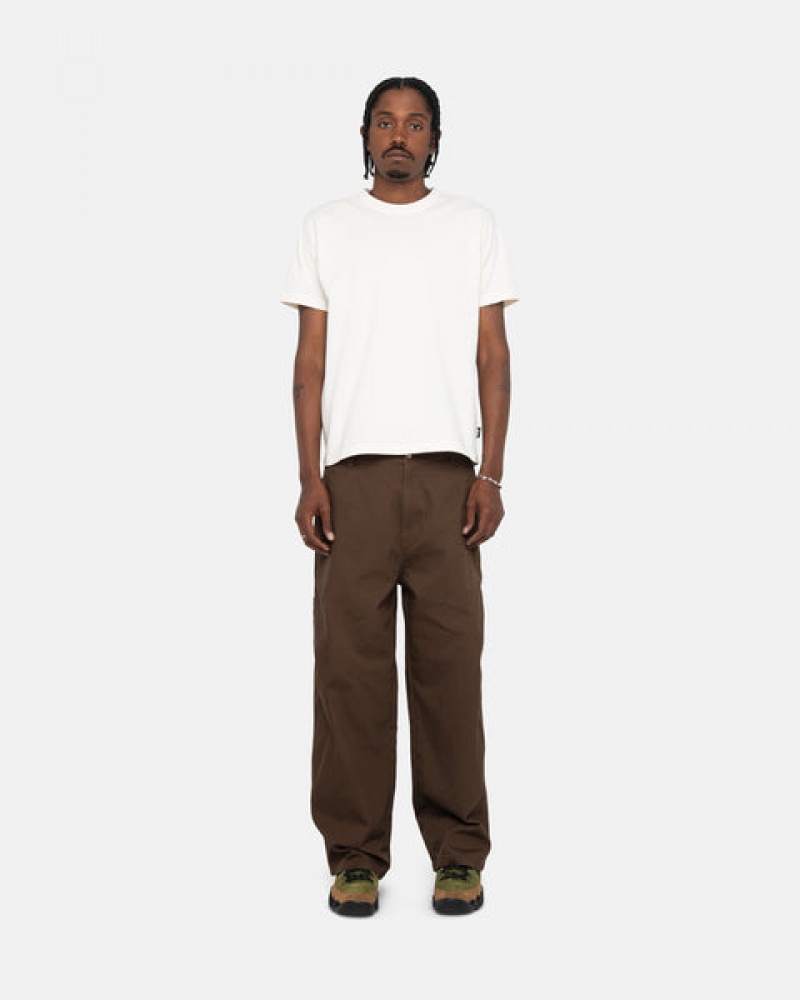 Men Stussy Pigment Dyed Crew Tops Beige Australia | EZJ-0116