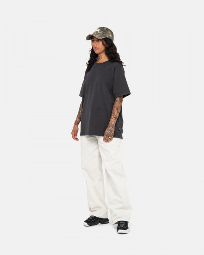 Men Stussy Pigment Dyed Crew Tops Black Australia | TZS-3540