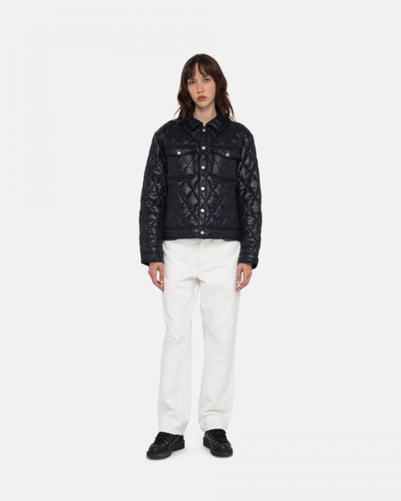 Men Stussy Ranch Jacket Quilted Nylon Jackets Black Australia | TFV-1291