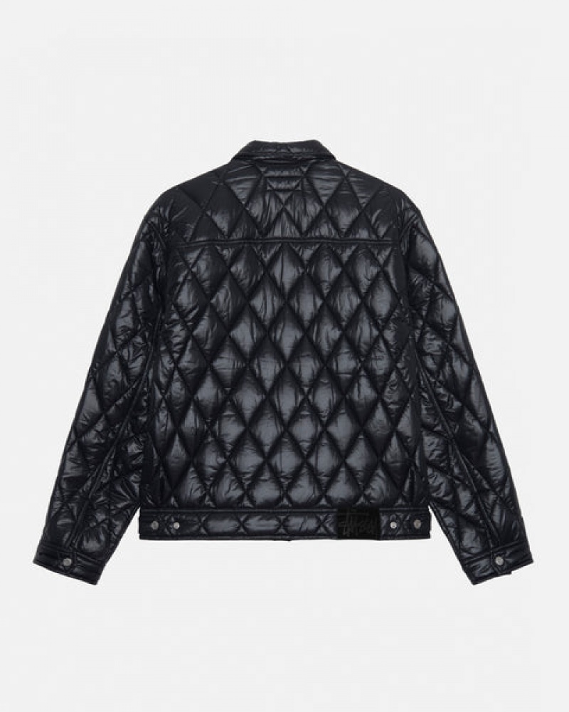 Men Stussy Ranch Jacket Quilted Nylon Jackets Black Australia | TFV-1291