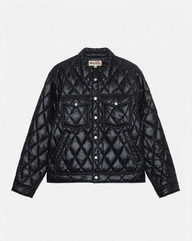 Men Stussy Ranch Jacket Quilted Nylon Jackets Black Australia | TFV-1291