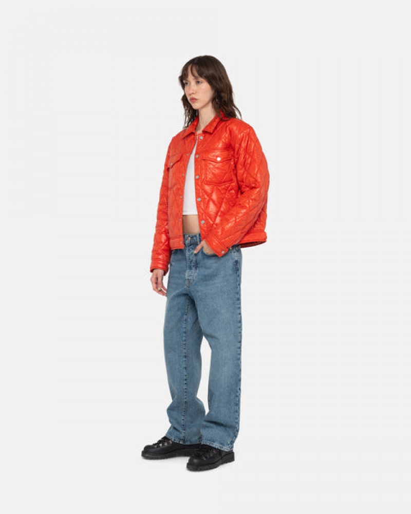 Men Stussy Ranch Jacket Quilted Nylon Jackets Red Australia | ICR-4933