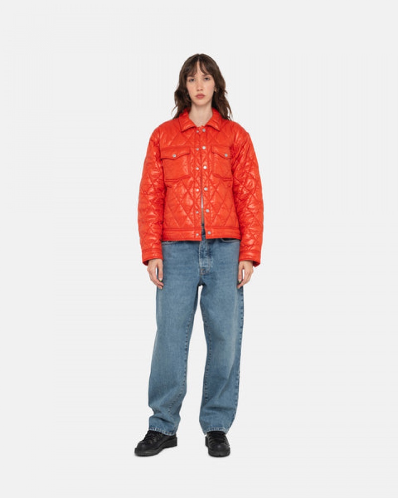 Men Stussy Ranch Jacket Quilted Nylon Jackets Red Australia | ICR-4933