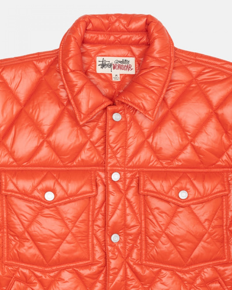 Men Stussy Ranch Jacket Quilted Nylon Jackets Red Australia | ICR-4933