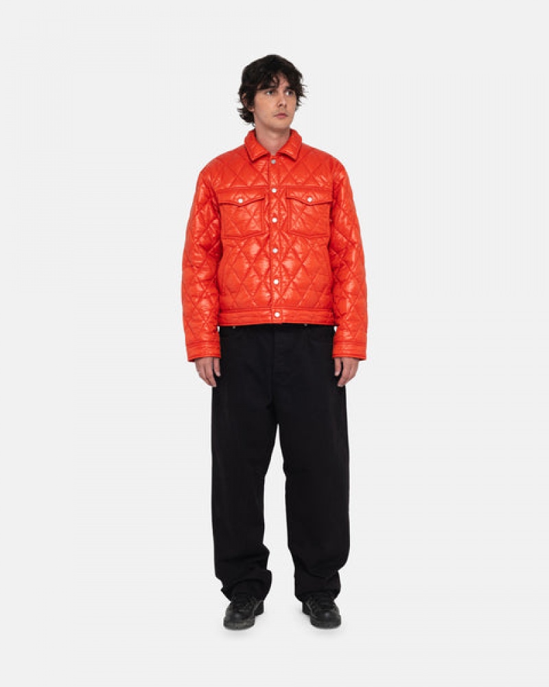 Men Stussy Ranch Jacket Quilted Nylon Jackets Red Australia | ICR-4933