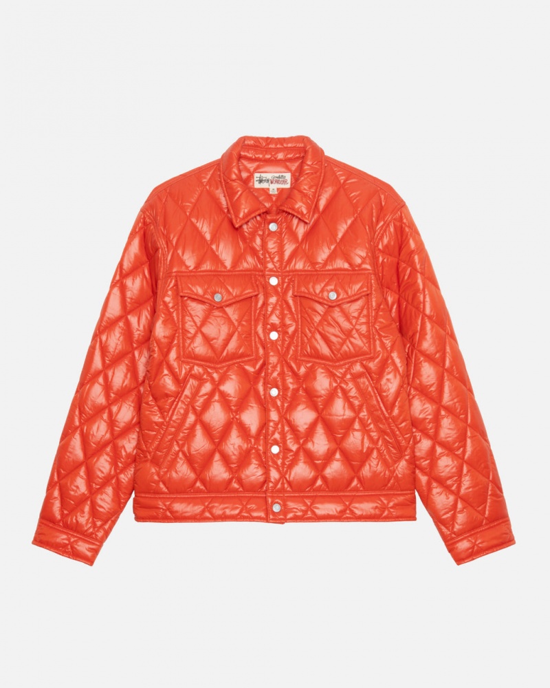 Men Stussy Ranch Jacket Quilted Nylon Jackets Red Australia | ICR-4933