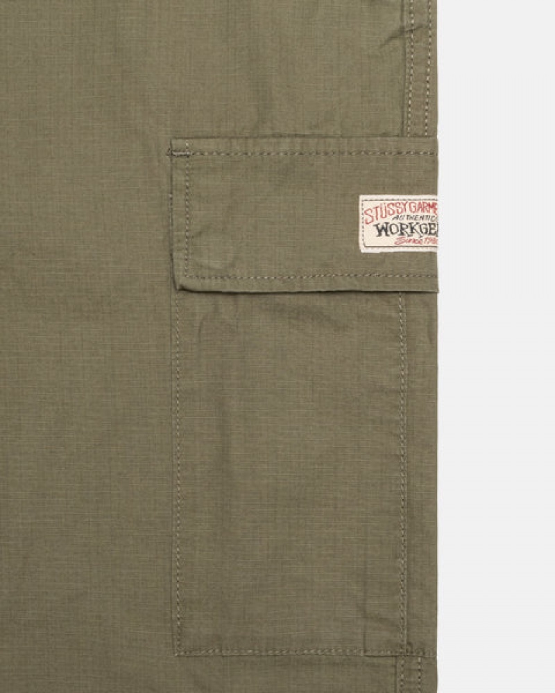 Men Stussy Ripstop Cargo Beach Pants Olive Australia | XFY-6196