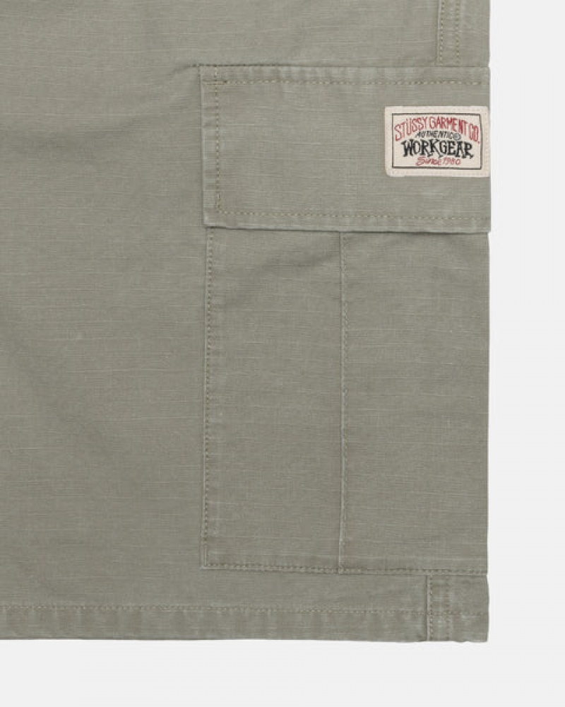 Men Stussy Ripstop Cargo Beach Shorts Olive Australia | EYC-1190