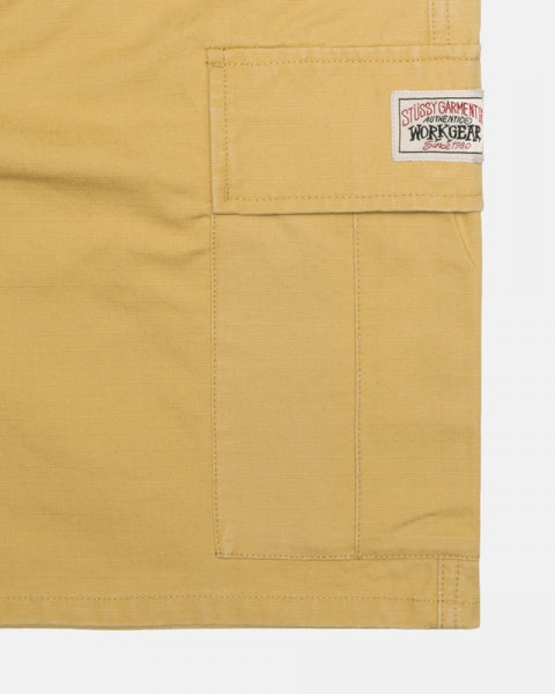 Men Stussy Ripstop Cargo Beach Shorts Yellow Australia | XRN-9654