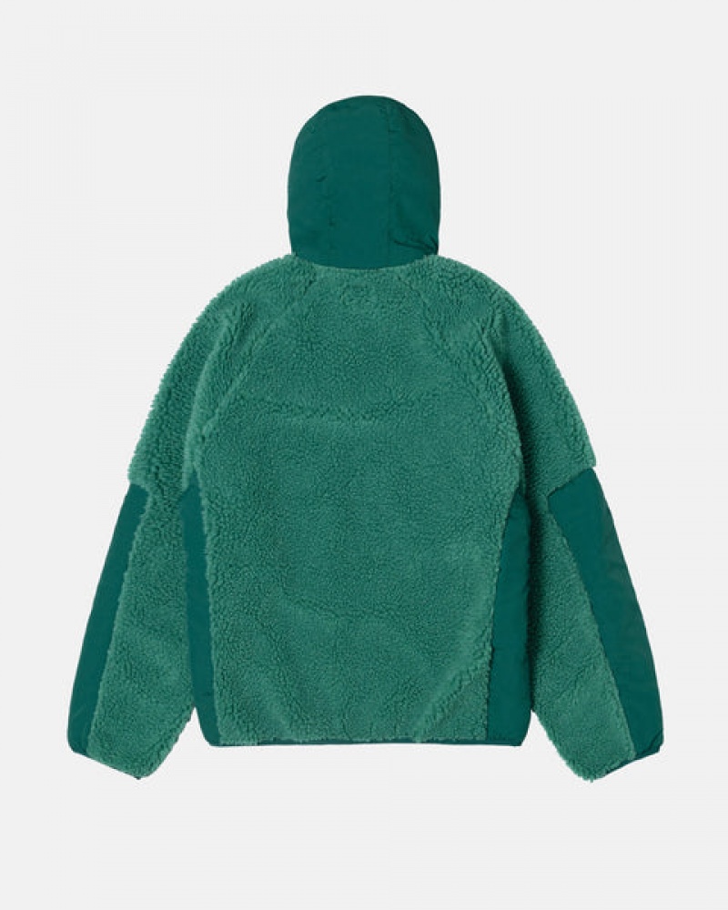 Men Stussy Sherpa Paneled Hooded Jackets Turquoise Australia | WSF-1695